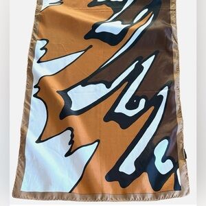 Abstract Print Square Scarf Brown Tan White Graphic Lightweight Scarf